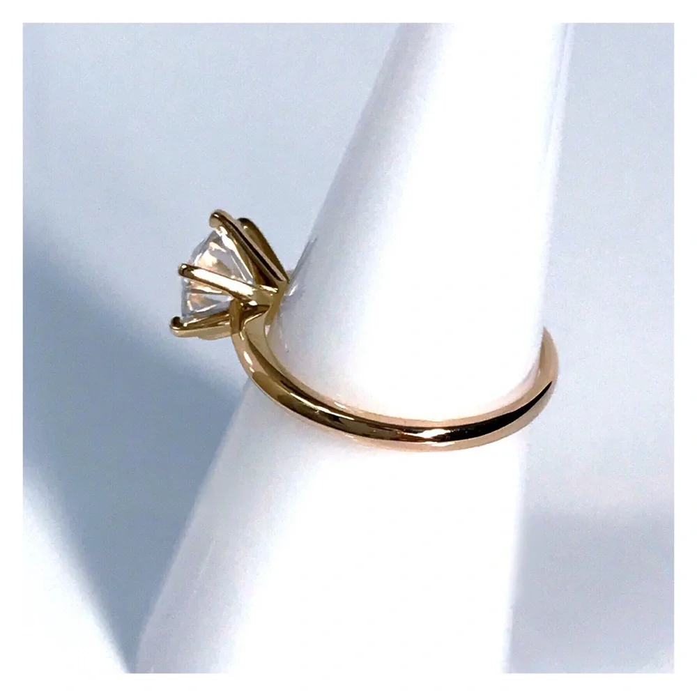 14KT 2 CARAT GENUINE MOISSANITE SOLID YELLOW GOLD SOLITAIRE RING NWOT - Picture 3 of 13